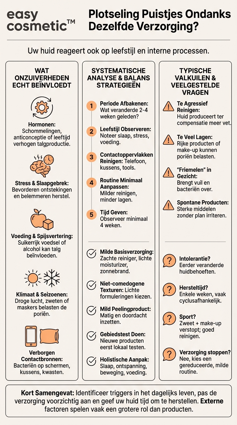 Waarom krijg ik ineens onzuiverheden, hoewel ik mijn verzorging niet heb veranderd?