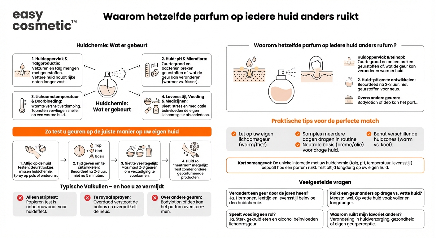 Waarom ontwikkelt dezelfde geur zich chemisch anders op verschillende huidtypes?