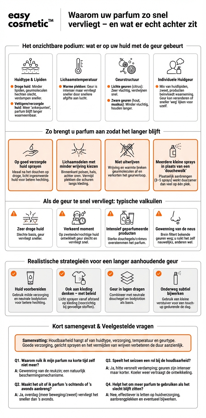 Waarom vervliegt mijn parfum zo snel op mijn huid?