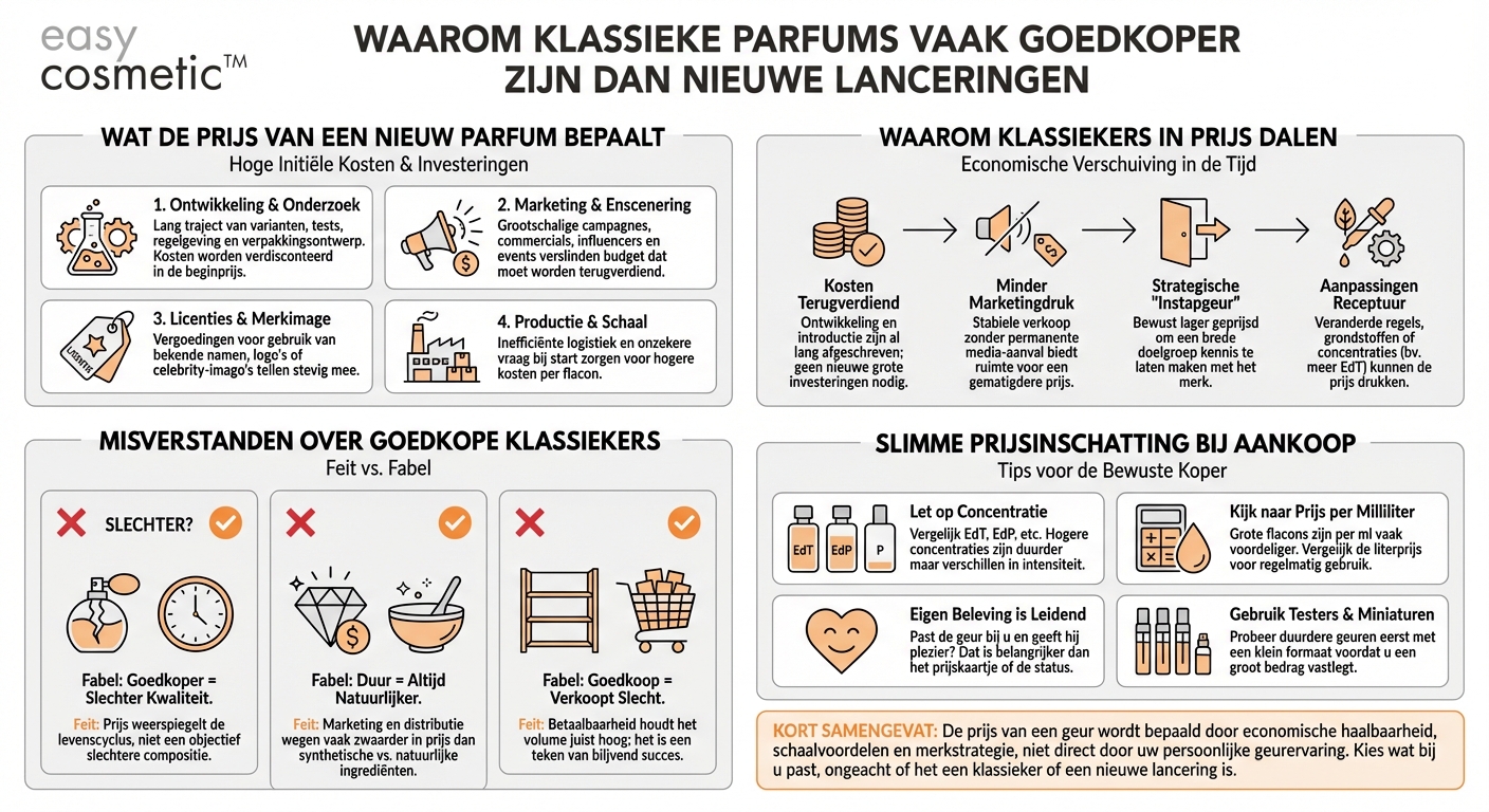 Waarom zijn sommige klassieke bestsellergeuren vergeleken met nieuwe lanceringen relatief goedkoop?