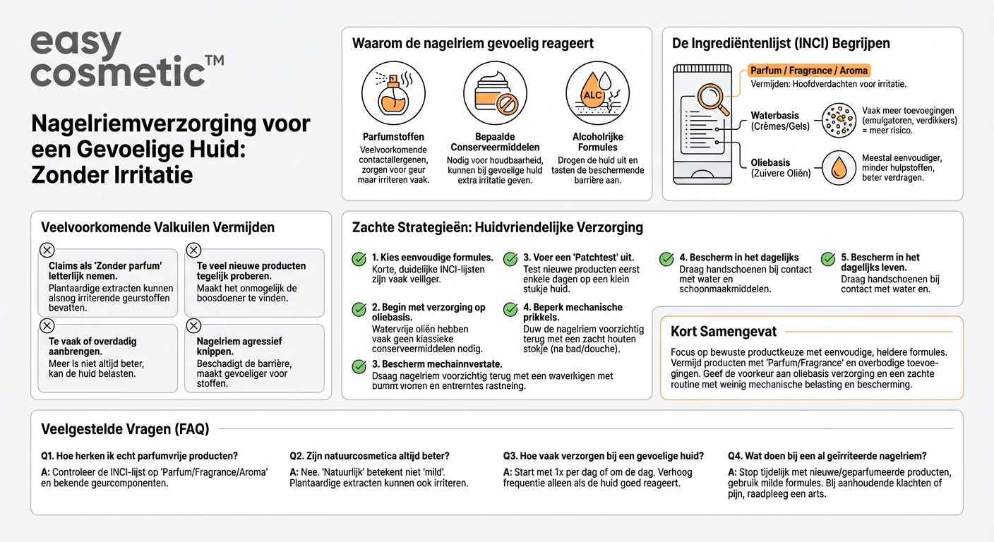 Waarop moet ik letten bij het kiezen van een nagelriemverzorgingsproduct als ik geurstoffen of conserveermiddelen niet goed verdraag?