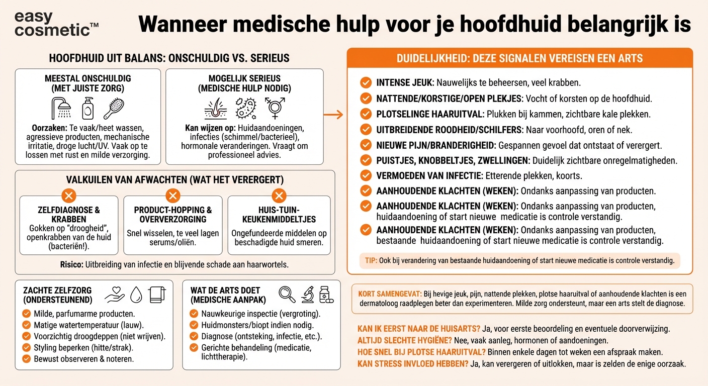 Wanneer moet ik bij hoofdhuidproblemen een dermatoloog of arts raadplegen?