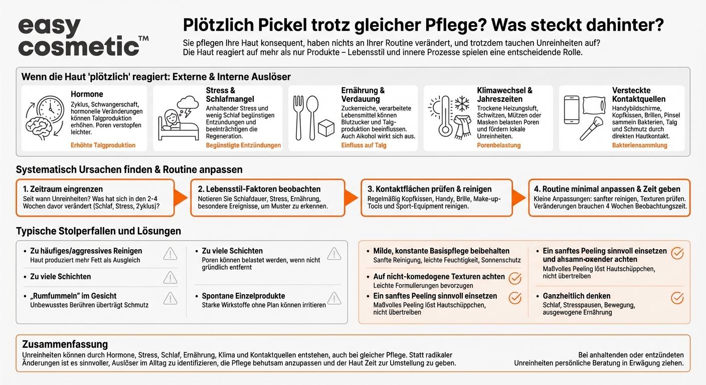 Warum bekomme ich plötzlich Unreinheiten, obwohl ich meine Pflege nicht geändert habe?