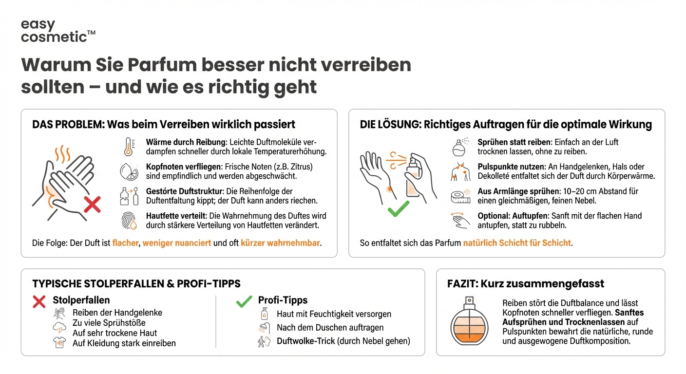 Warum sollte man Parfum nicht verreiben, nachdem man es aufgesprüht hat?