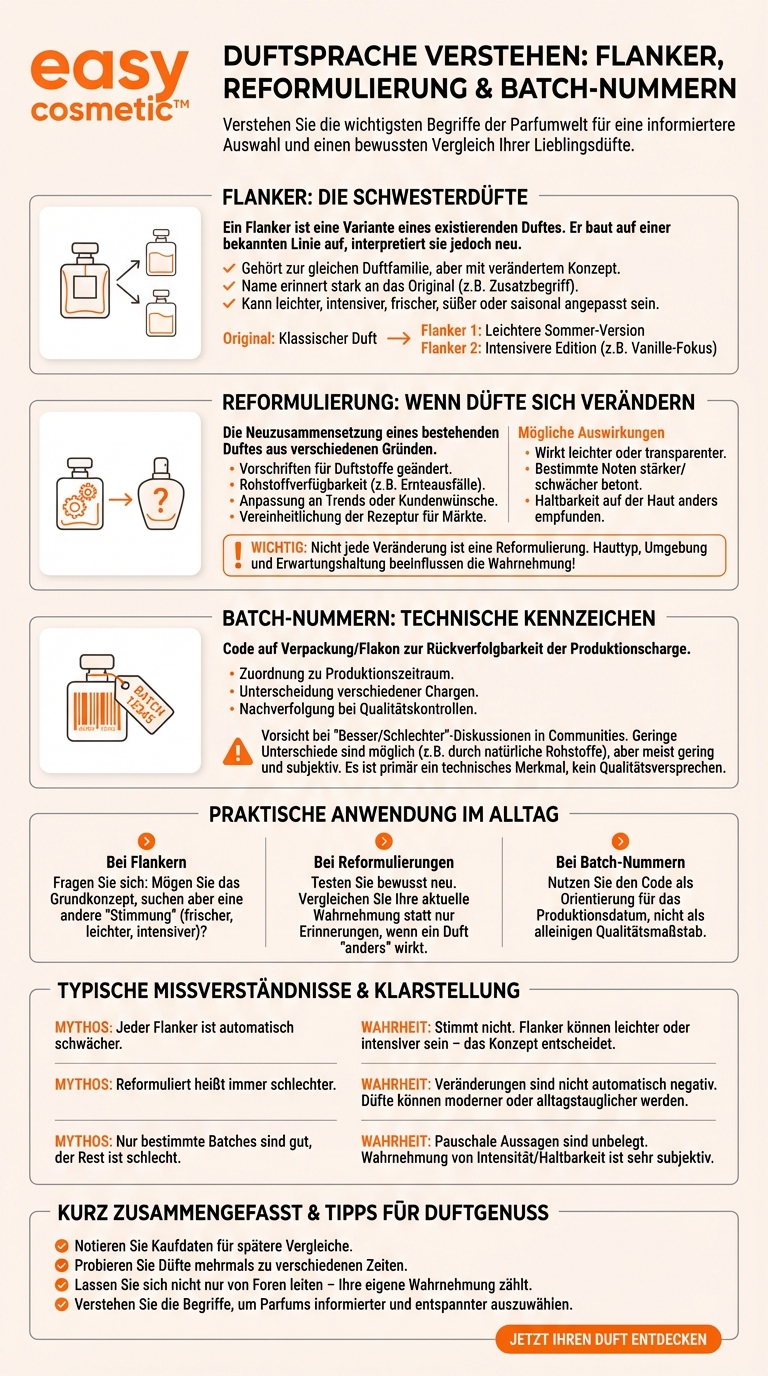 Was bedeuten Begriffe wie Flanker, Reformulierung und Batch-Nummer?