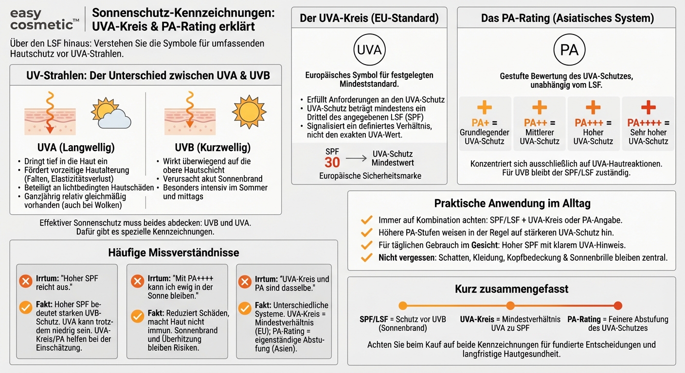 Was bedeutet der UVA-Kreis bzw. das PA-Rating auf Sonnencremes genau?