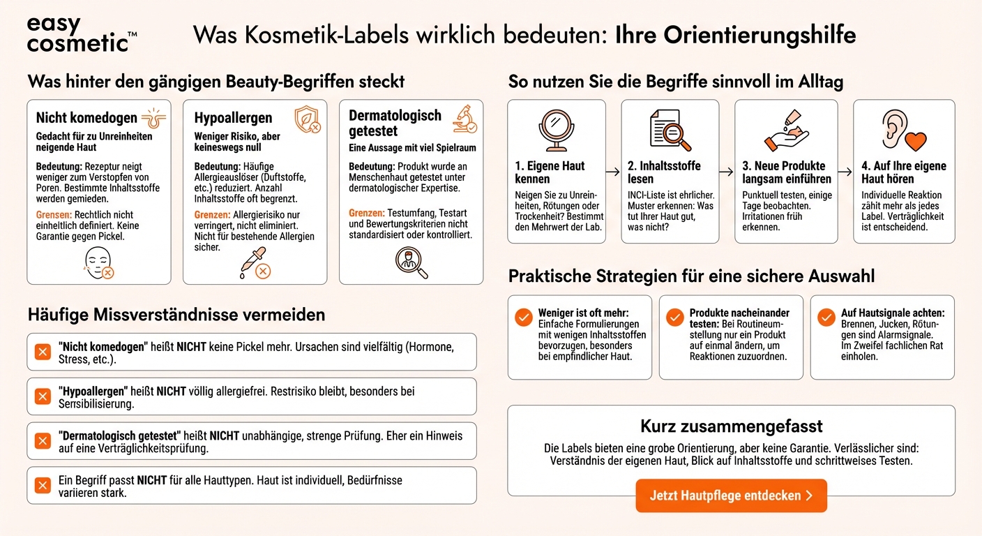 Was bedeutet ‚nicht komedogen‘, ‚hypoallergen‘ oder ‚dermatologisch getestet‘ auf Kosmetikprodukten wirklich?