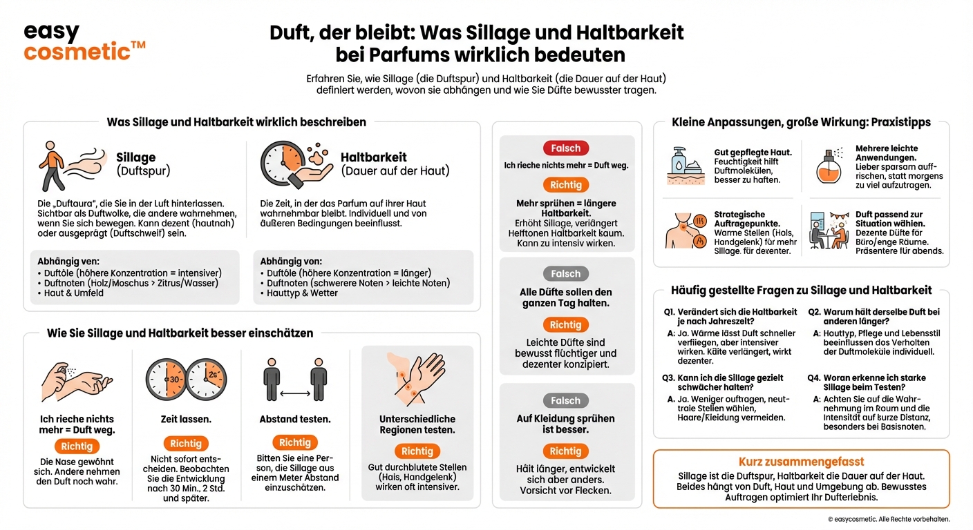 Was bedeutet Sillage und Haltbarkeit bei Parfums?