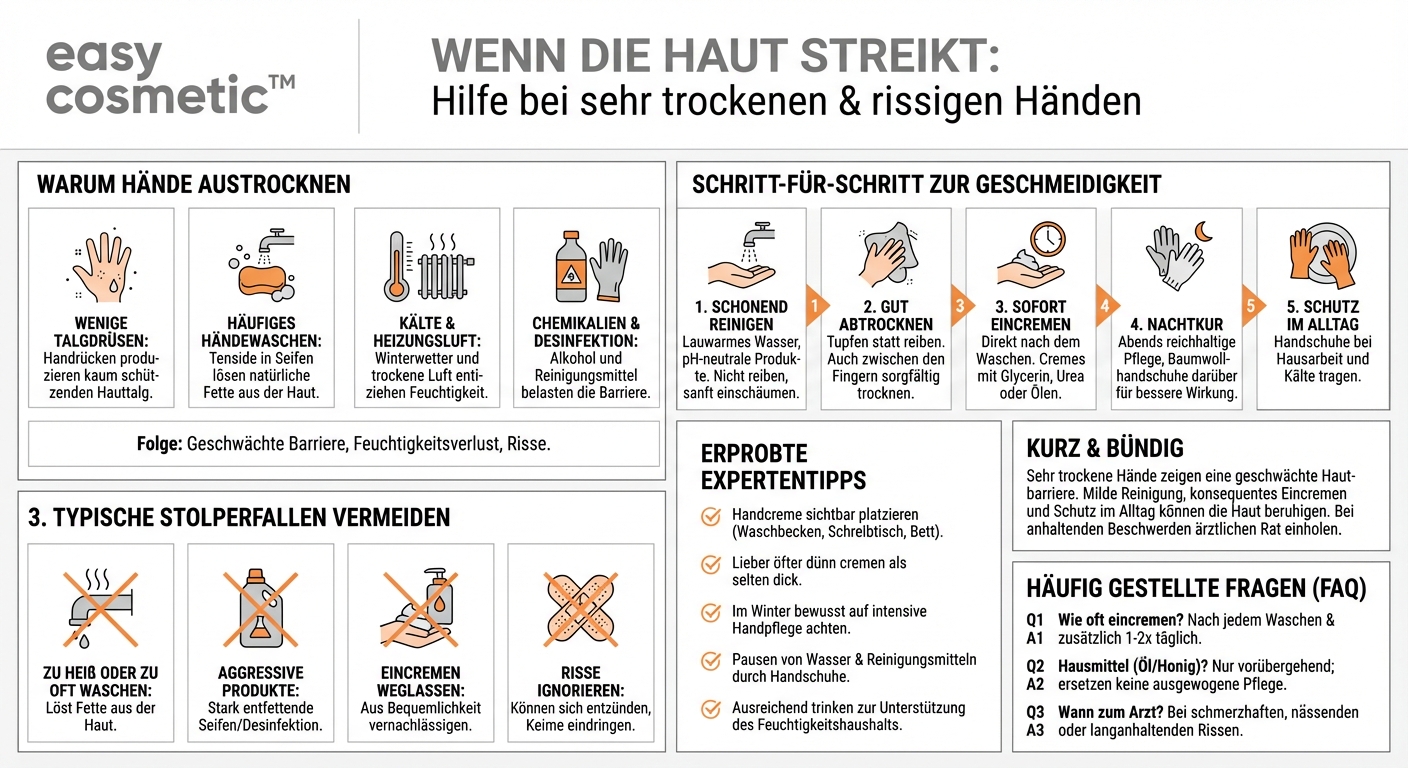 Was hilft bei sehr trockenen oder rissigen Händen?