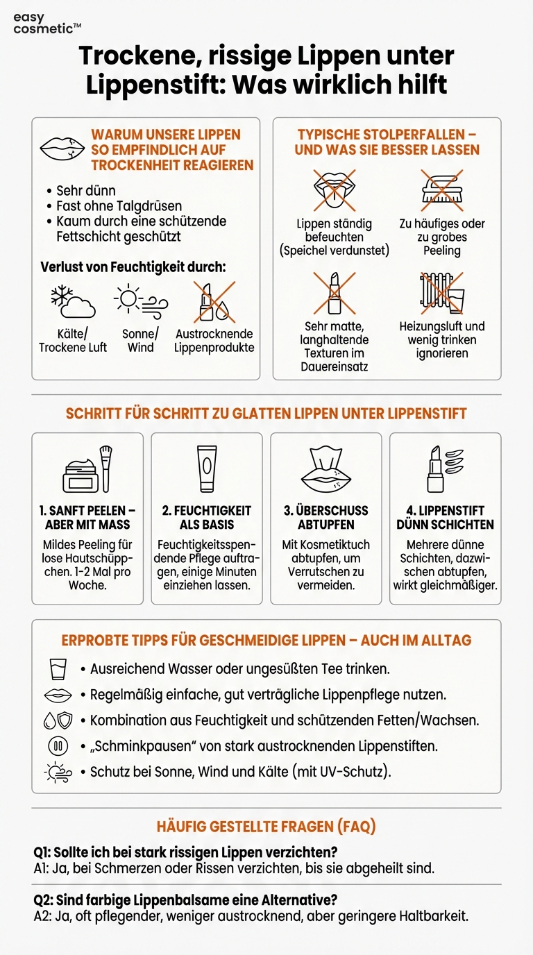 Was hilft gegen trockene und rissige Lippen unter Lippenstift?