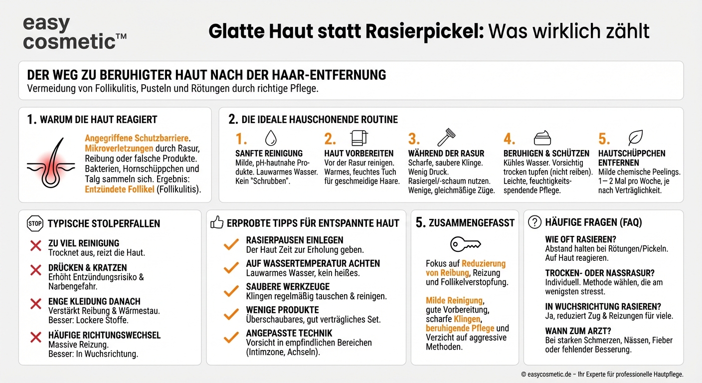 Was ist bei Pflege und Reinigung von zu Follikulitis oder Rasierpickeln neigender Haut wichtig?