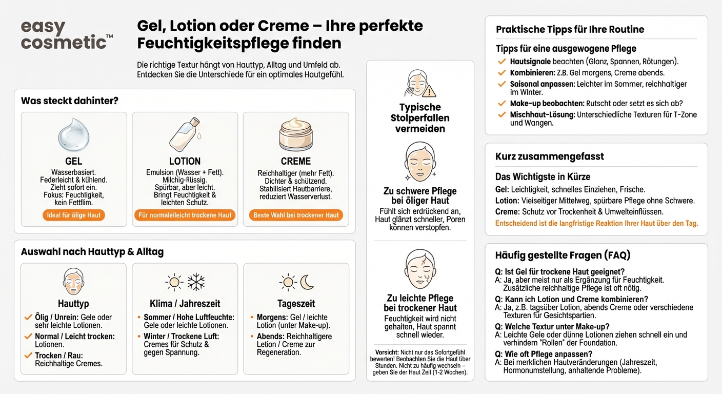 Was ist besser: Gel, Lotion oder Creme als Feuchtigkeitspflege?