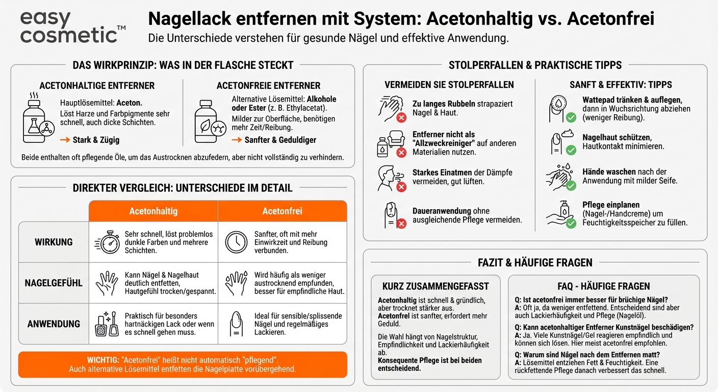 Was ist der Unterschied zwischen acetonhaltigem und acetonfreiem Nagellackentferner?