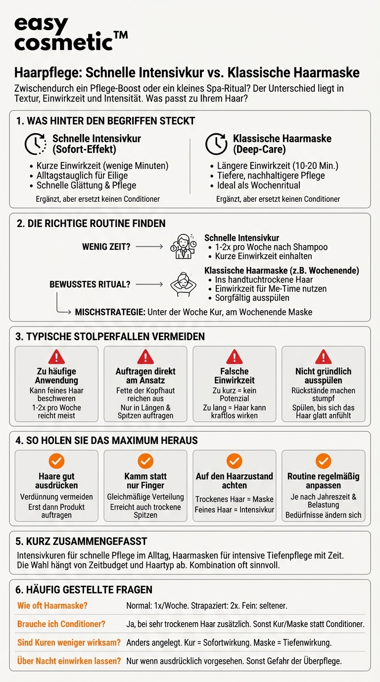 Was ist der Unterschied zwischen einer schnellen Intensivkur und einer klassischen Haarmaske?