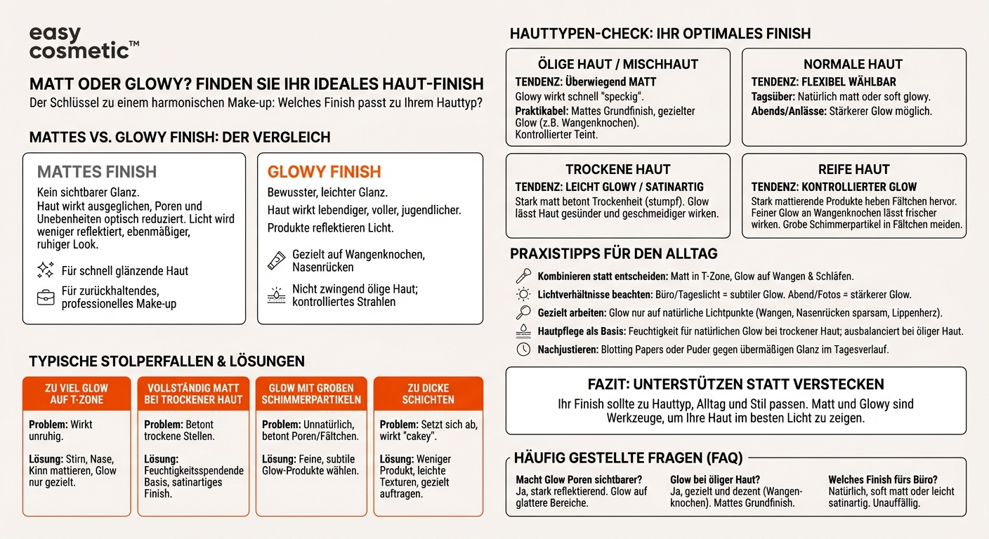 Was ist der Unterschied zwischen mattem und glowy Finish und was passt zu welchem Hauttyp?