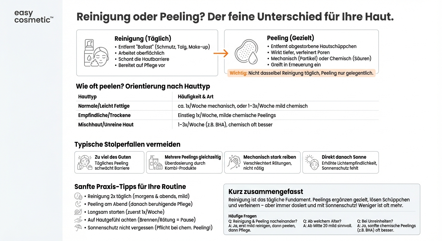 Was ist der Unterschied zwischen Reinigung und Peeling und wie oft sollte ich peelen?