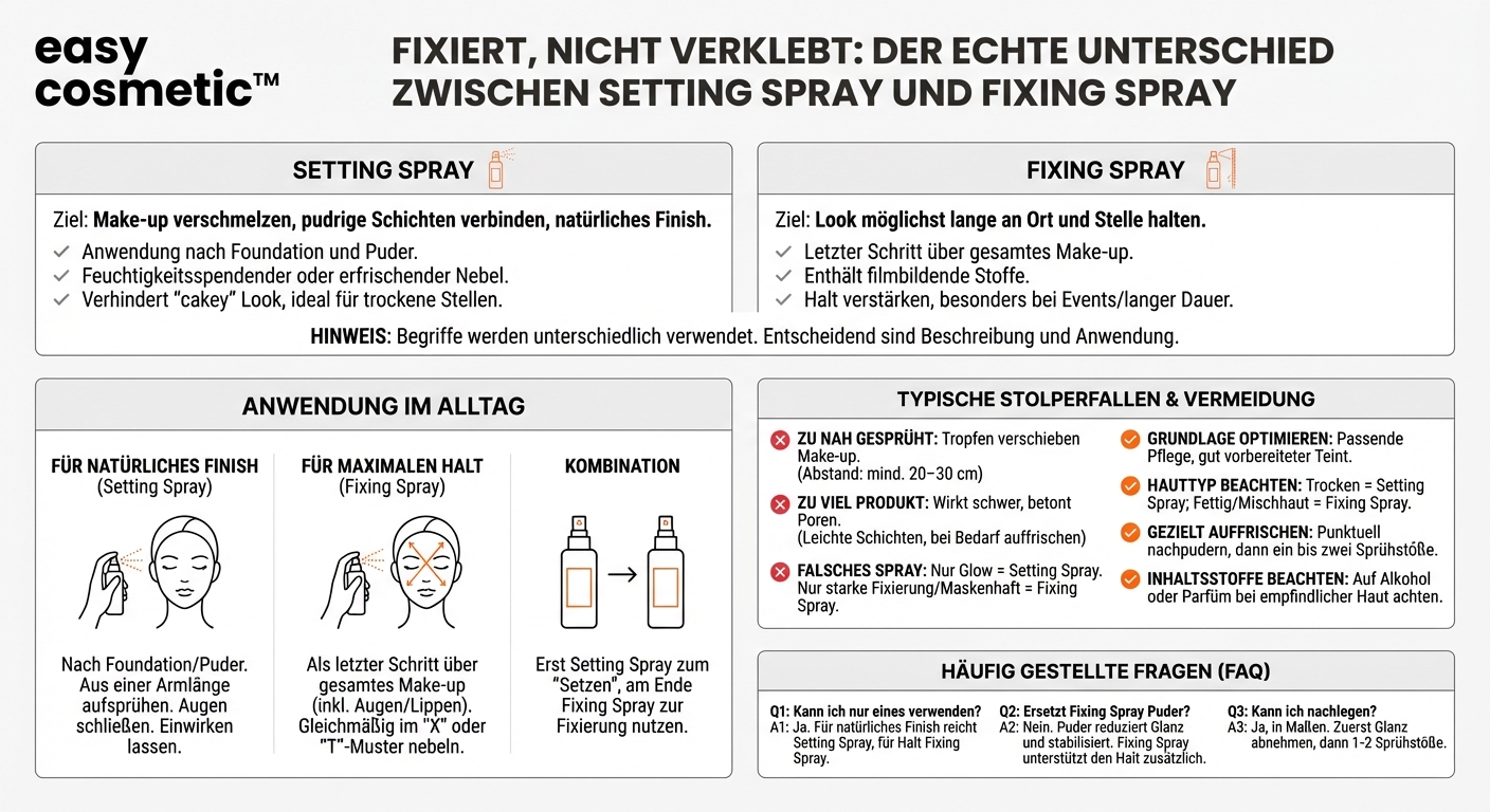 Was ist der Unterschied zwischen Setting Spray und Fixing Spray?
