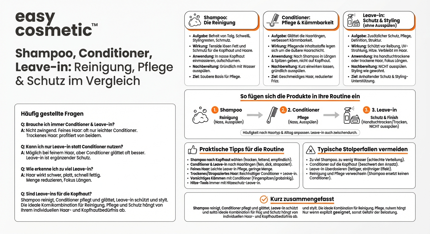 Was ist der Unterschied zwischen Shampoo, Conditioner und Leave-in-Produkten?