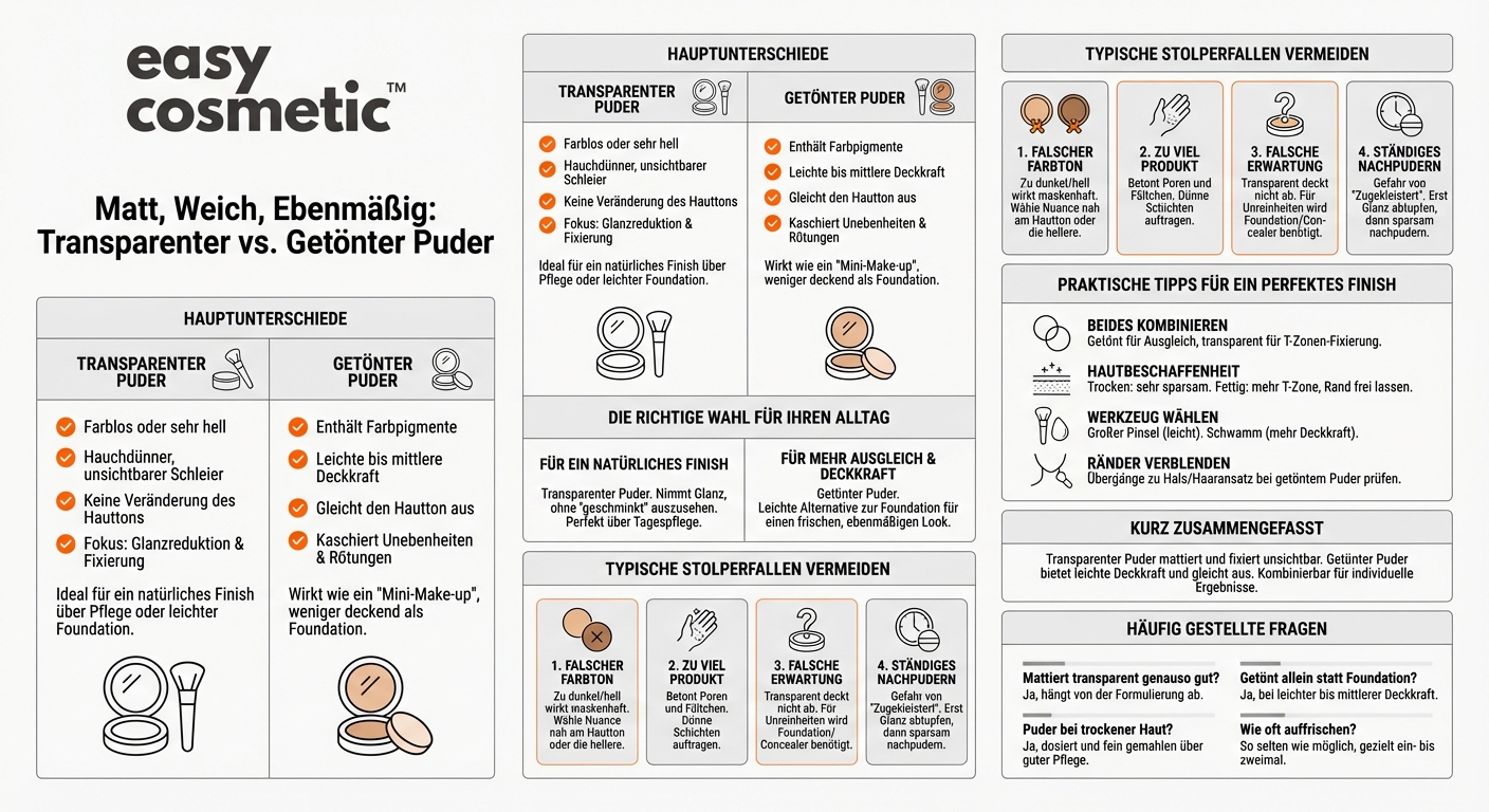 Was ist der Unterschied zwischen transparentem Puder und getöntem Puder?