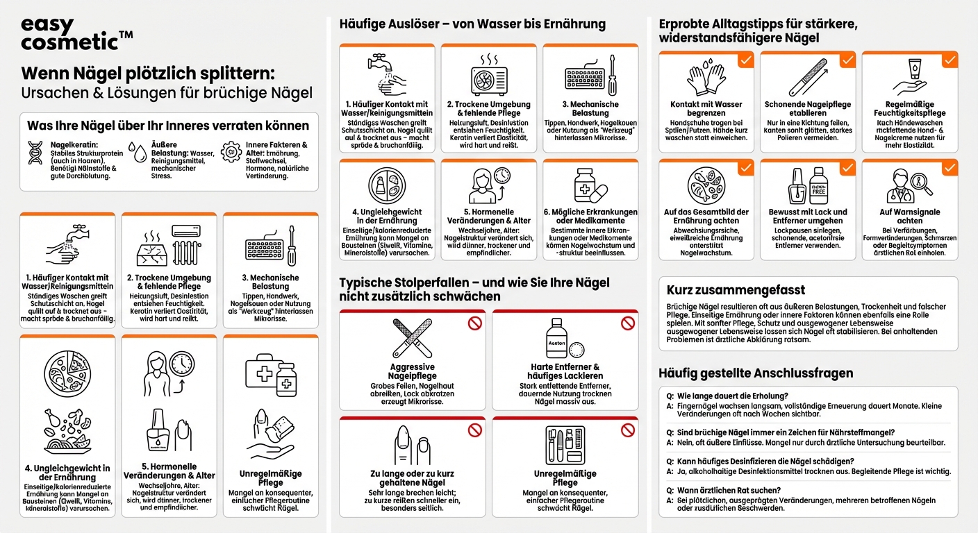 Was kann die Ursache für brüchige, splitternde Nägel sein?