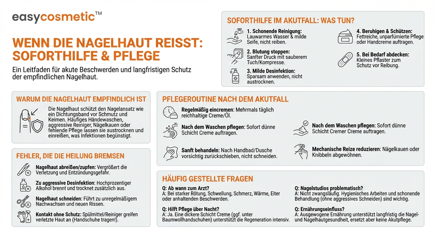 Was kann ich bei eingerissener oder blutender Nagelhaut akut tun?