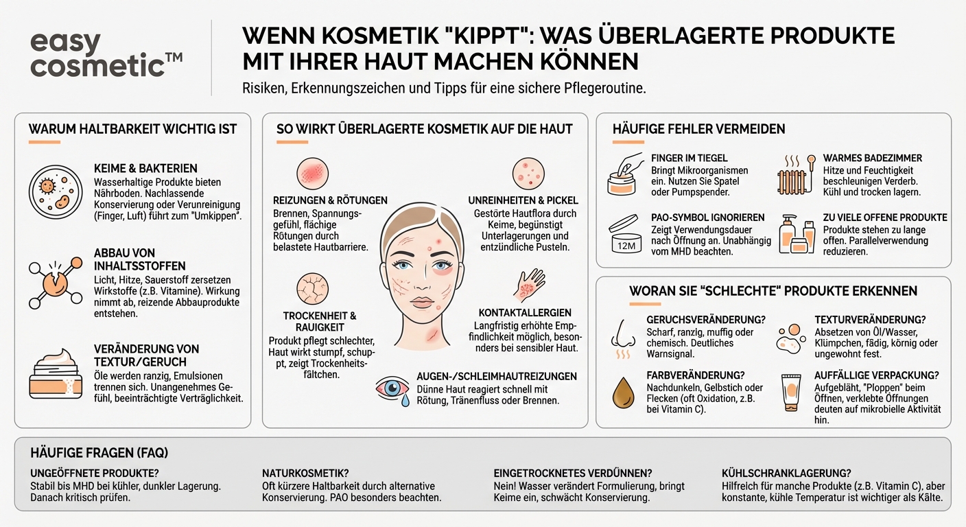 Was passiert mit der Haut, wenn ich überlagerte oder falsch gelagerte Produkte weiter benutze?