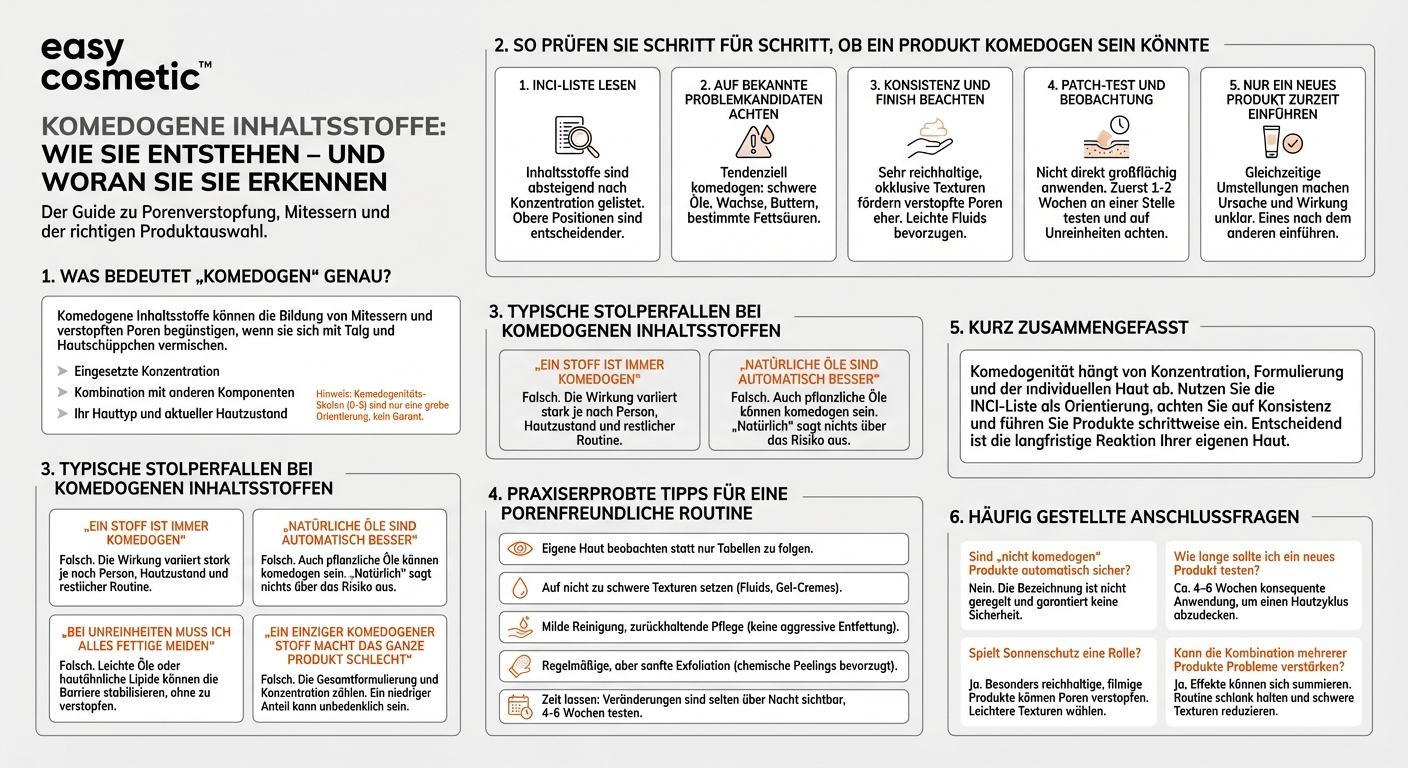 Was sind Komedogene Inhaltsstoffe und wie finde ich heraus, ob ein Produkt komedogen ist?