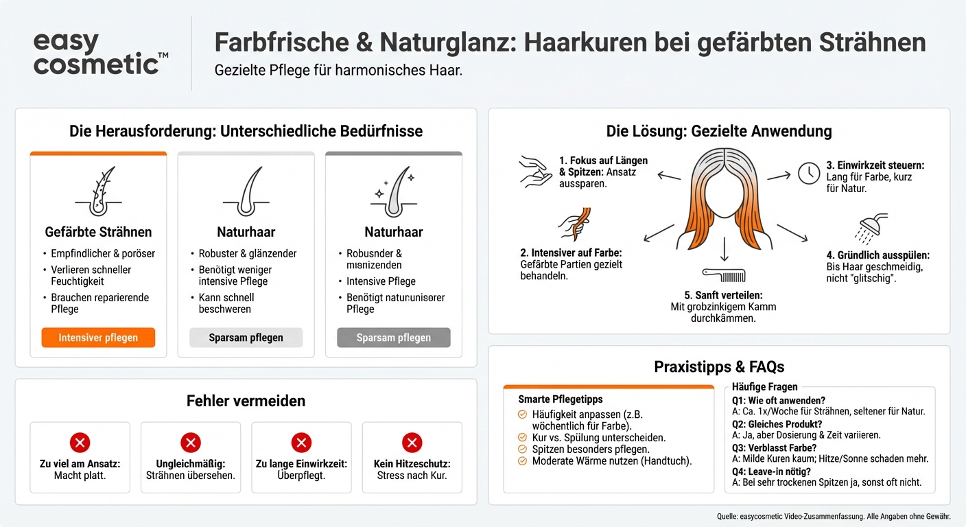 Was sollte ich bei der Anwendung von Haarkuren auf gefärbten Strähnen im Vergleich zu Naturhaar beachten?
