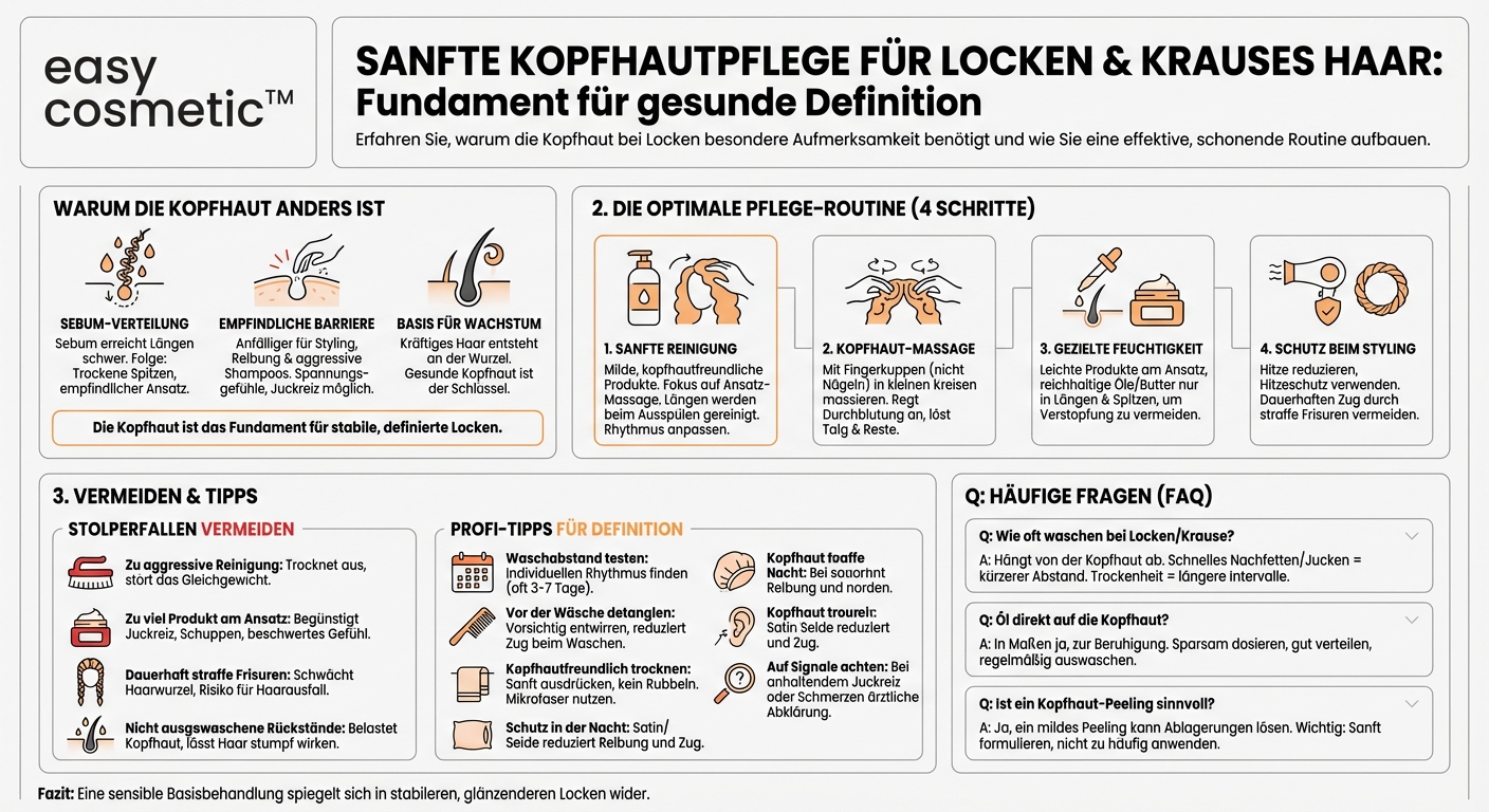 Was sollte ich bei der Kopfhautpflege beachten, wenn ich Locken oder sehr krauses Haar habe?