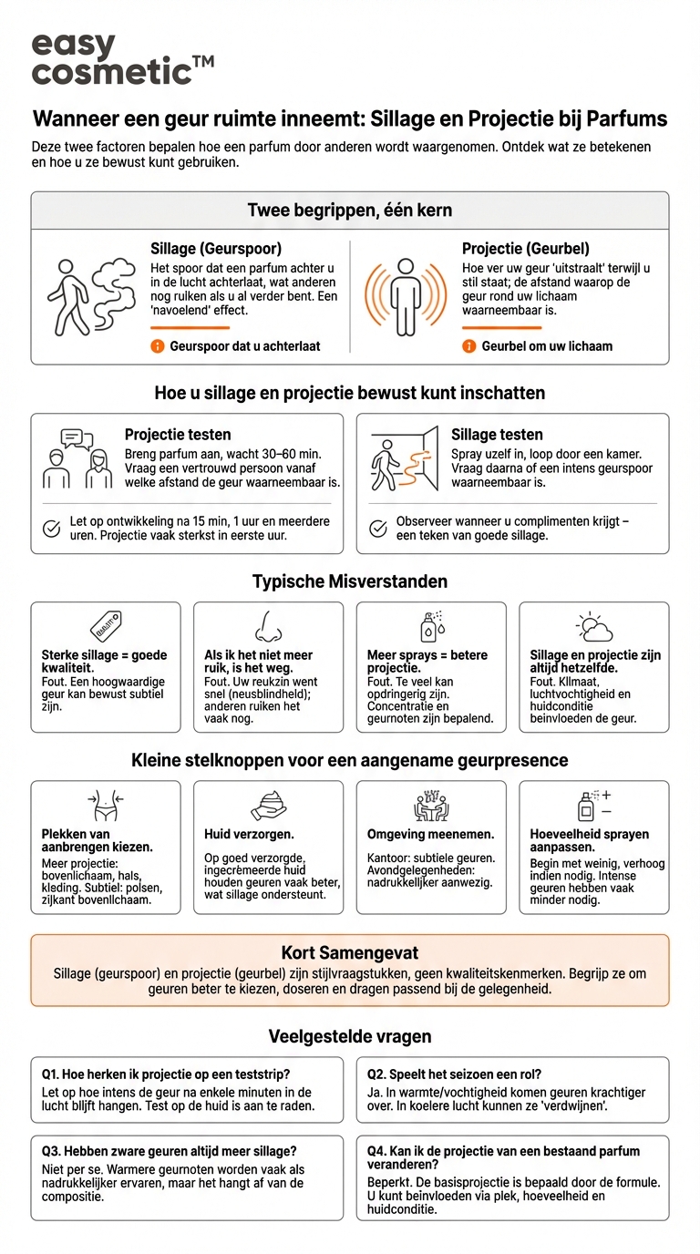 Wat betekenen sillage en projectie bij parfums?