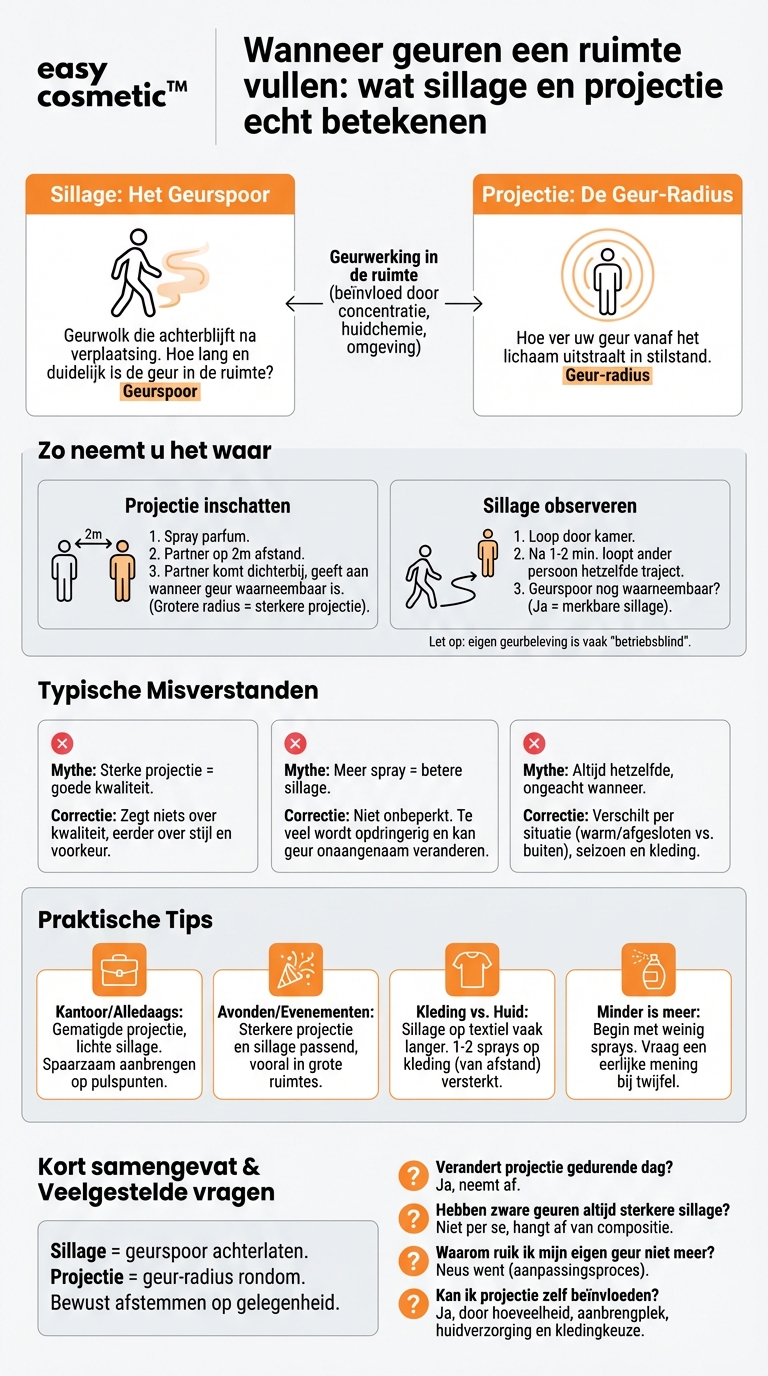 Wat betekent sillage en wat betekent projectie bij een parfum?