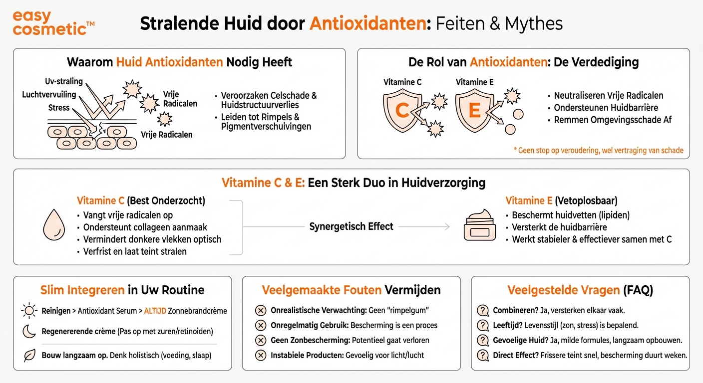 Wat doen antioxidanten zoals vitamine C of E in anti-agingverzorging?