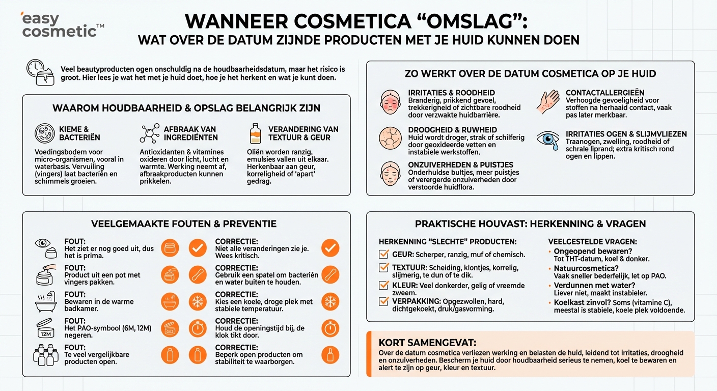 Wat gebeurt er met de huid als ik over de datum zijnde of verkeerd bewaarde producten blijf gebruiken?