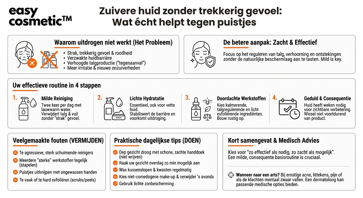 Wat helpt echt tegen puistjes en acne zonder de huid uit te drogen?