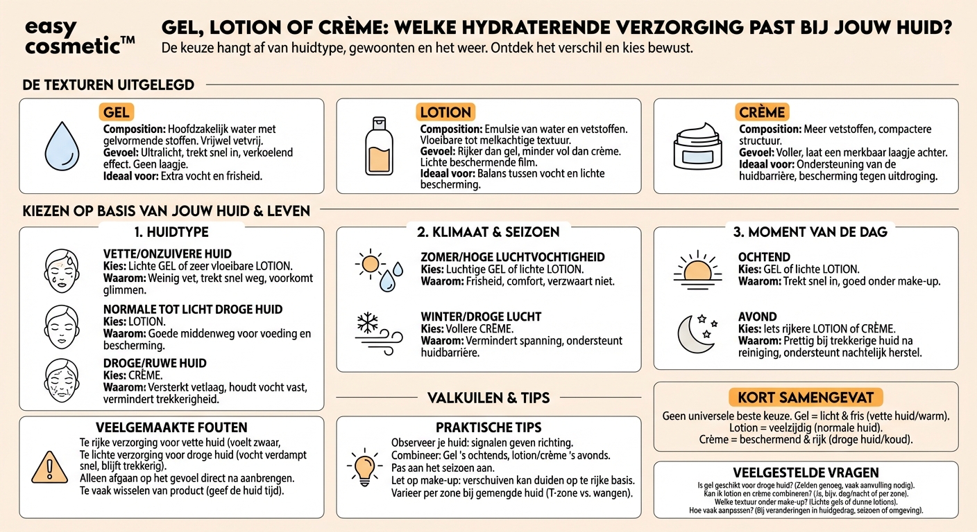Wat is beter als hydraterende verzorging: gel, lotion of crème?