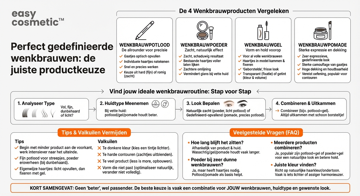 Wat is beter: wenkbrauwpotlood, poeder, gel of pomade?