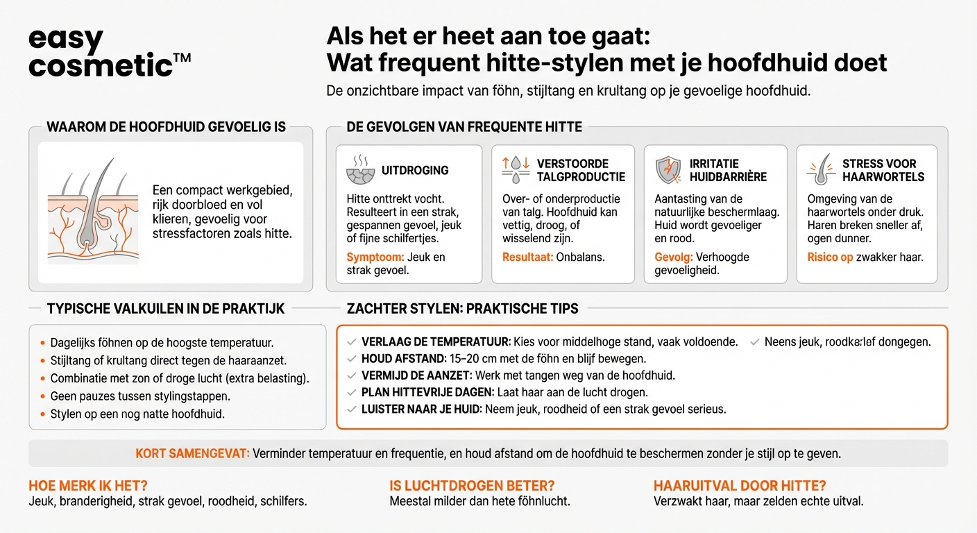 Wat is het effect van frequent stylen met hitte op de hoofdhuid?
