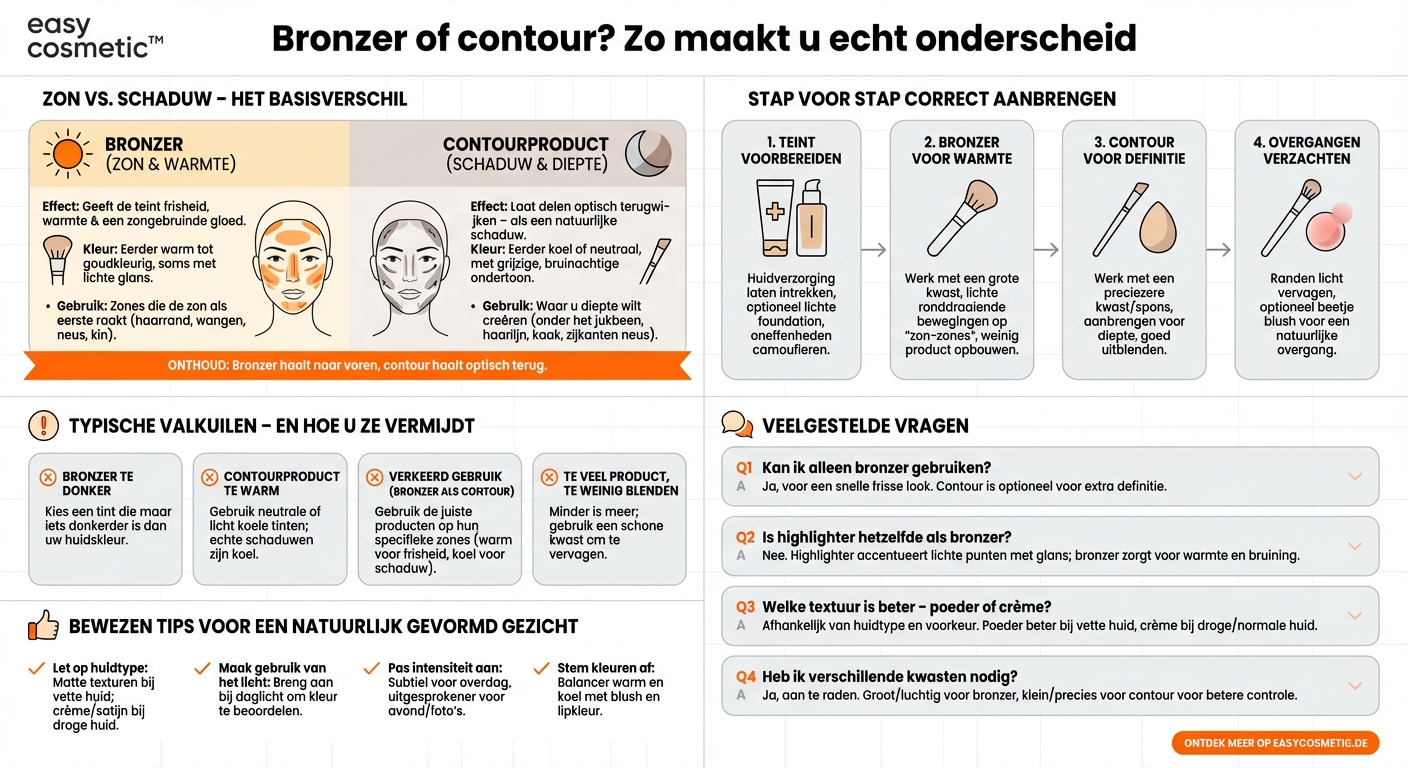 Wat is het verschil tussen bronzer en contourproduct?