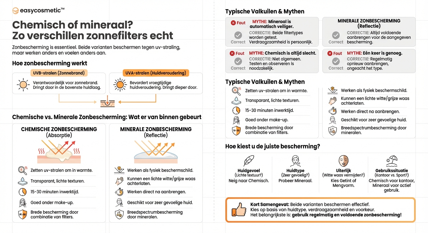 Wat is het verschil tussen chemische en minerale zonnebescherming?