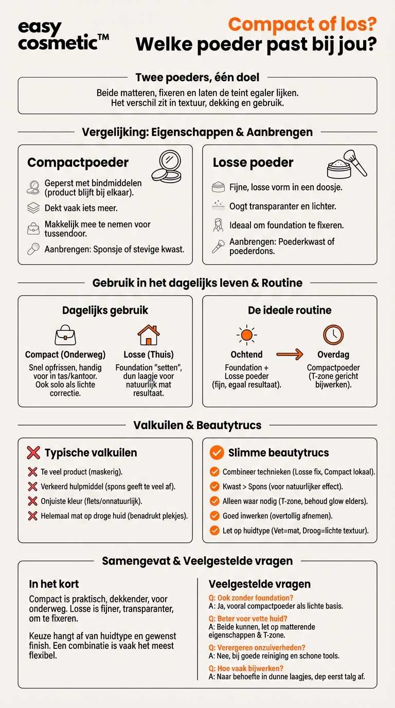 Wat is het verschil tussen compactpoeder en losse poeder?