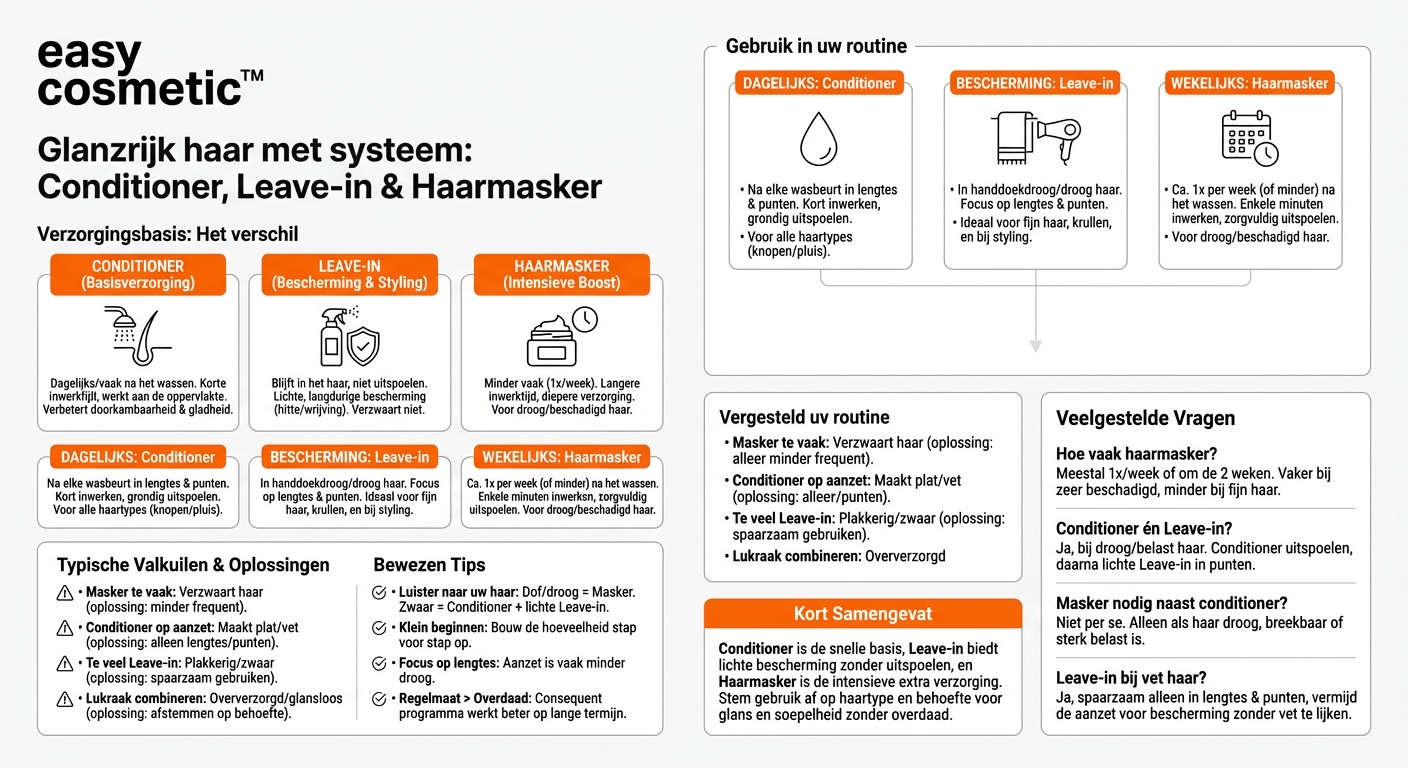 Wat is het verschil tussen conditioner, leave-in en haarmasker?