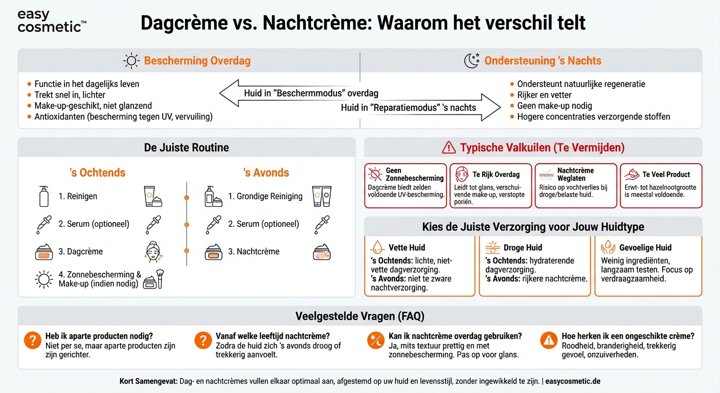 Wat is het verschil tussen dagcrème en nachtcrème?