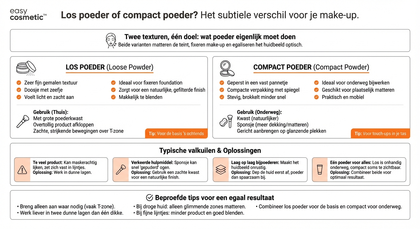 Wat is het verschil tussen losse en geperste poeder?