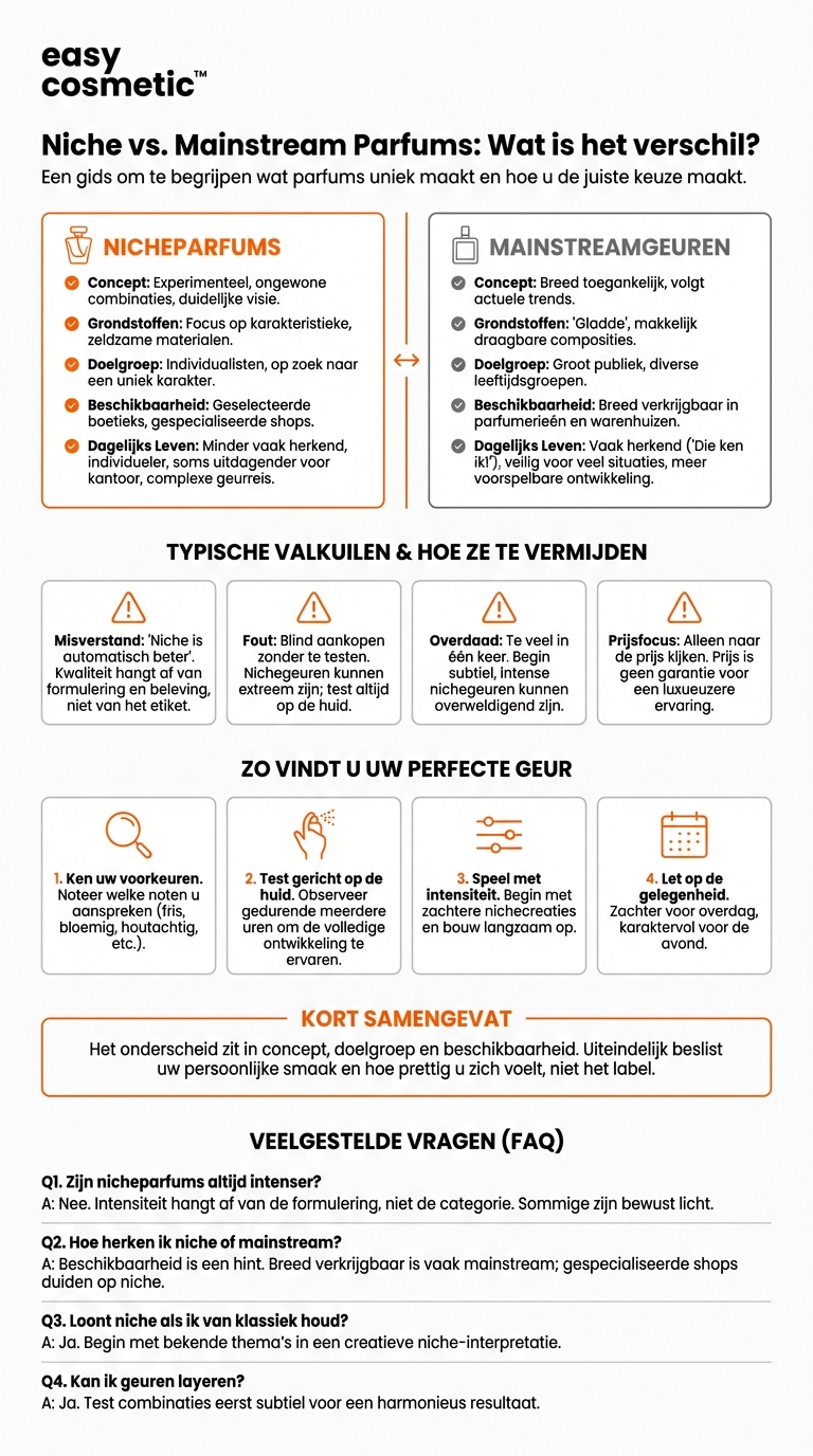 Wat is het verschil tussen nicheparfums en mainstreamgeuren?