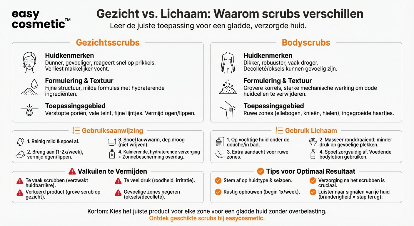 Wat is het verschil tussen peelings voor het gezicht en voor het lichaam?