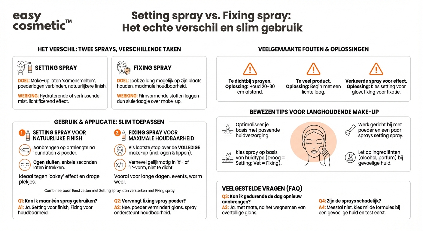 Wat is het verschil tussen setting spray en fixing spray?