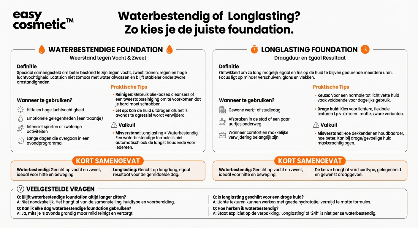Wat is het verschil tussen watervaste en langhoudende foundation en wanneer heb ik welke nodig?