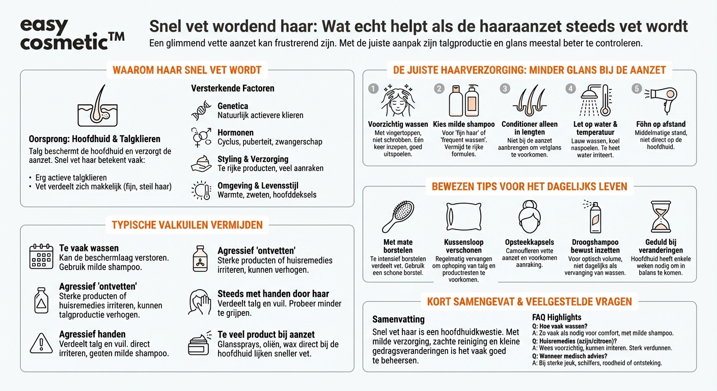 Wat kan ik doen tegen snel vet wordend haar?