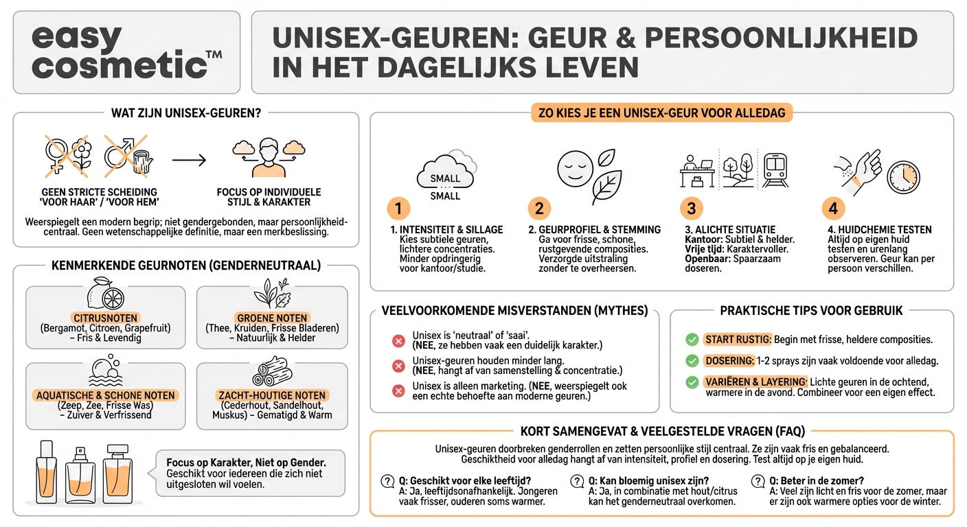 Wat wordt bedoeld met uniseksgeuren en zijn ze geschikt voor dagelijks gebruik?