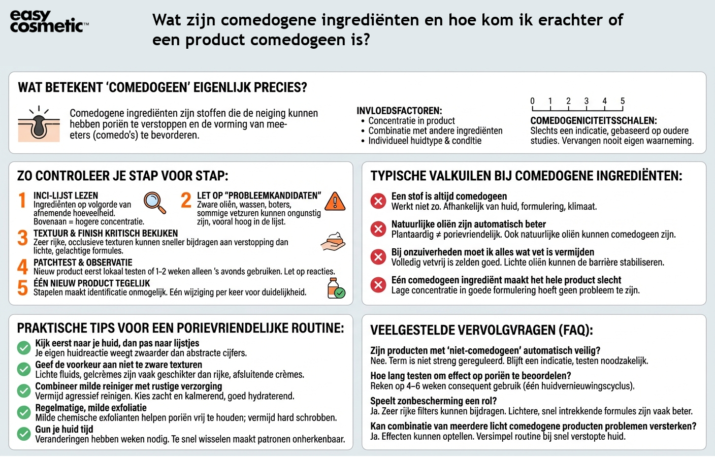 Wat zijn comedogene ingrediënten en hoe kom ik erachter of een product comedogeen is?